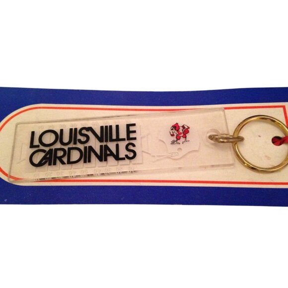 1990s Louisville Cardinals Giant 6" Pin-Back Button + 2 Acrylic Key Rings - Picture 4 of 4